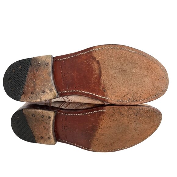 Bed Stu oxfords Lita 7 beige crackled distressed leather wing tip lace up flat - Picture 8 of 11